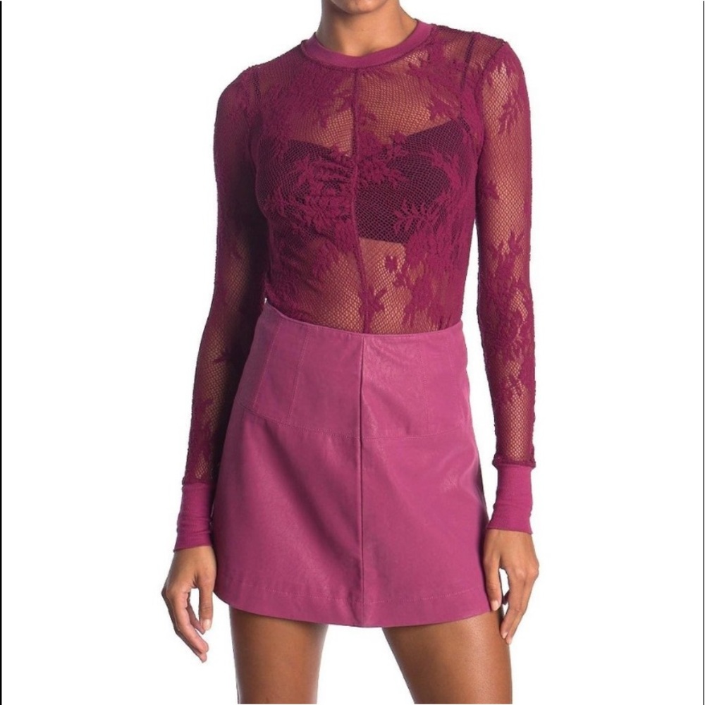 Free People Cool With It Lace Layering Top in Rhubarb